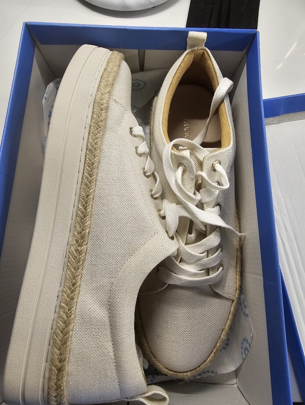 Jack Rogers Women Cream Canvas Lace-Up Espadrille Sneakers